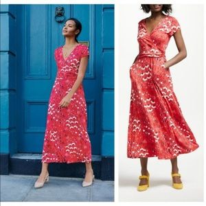 Boden Lily Floral Jersey Faux Wrap Dress 8R